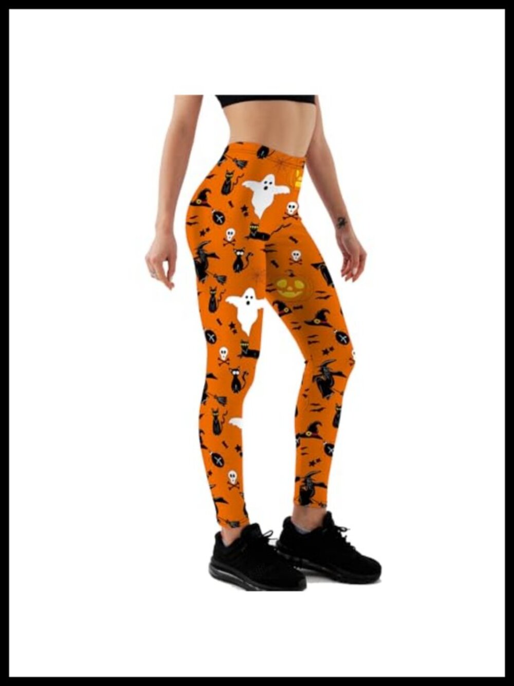High-Waisted Yoga Leggings Ghost Pumpkin Halloween Elastic Skinny